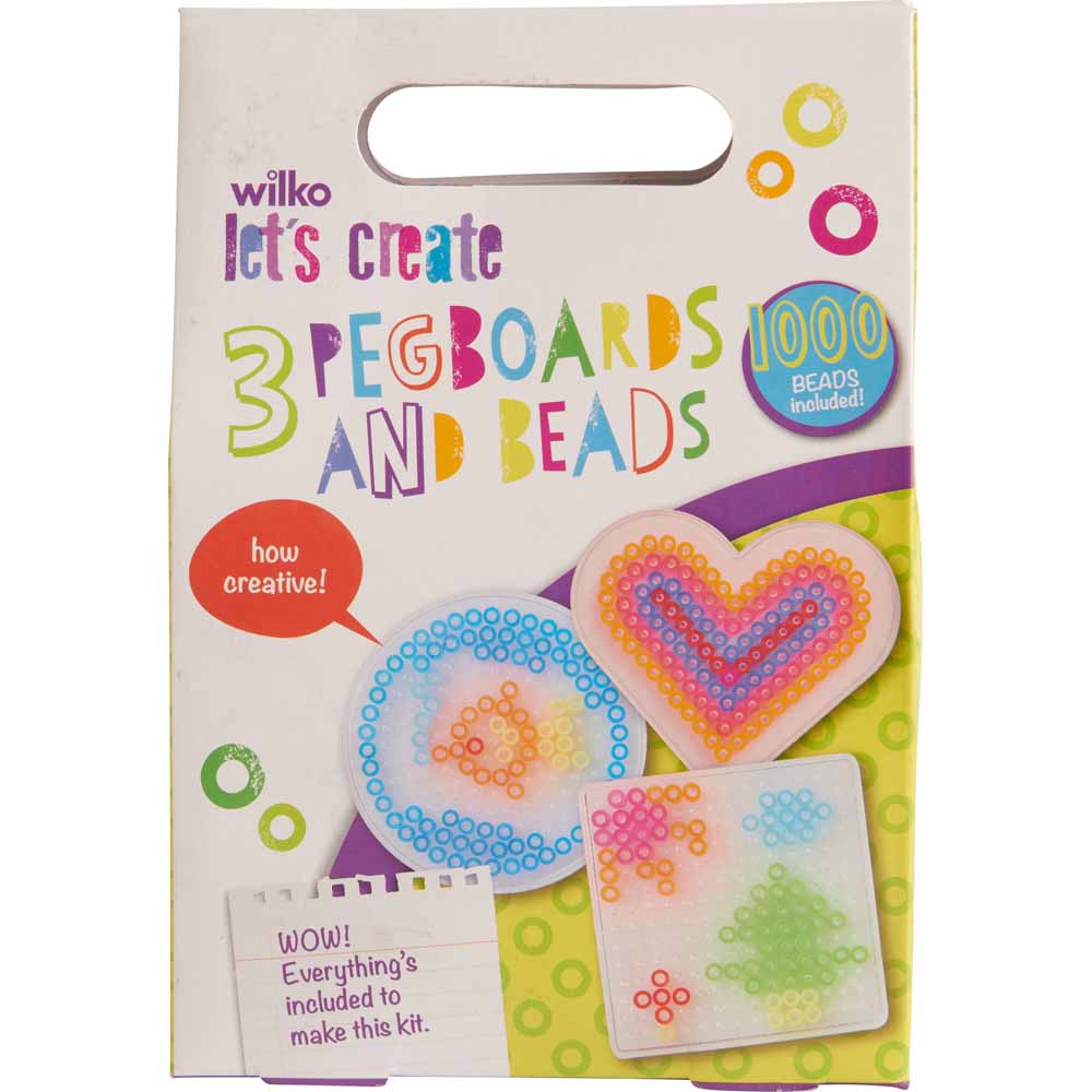 Wilko 3 Assorted Peg Boards and Beads Image 1