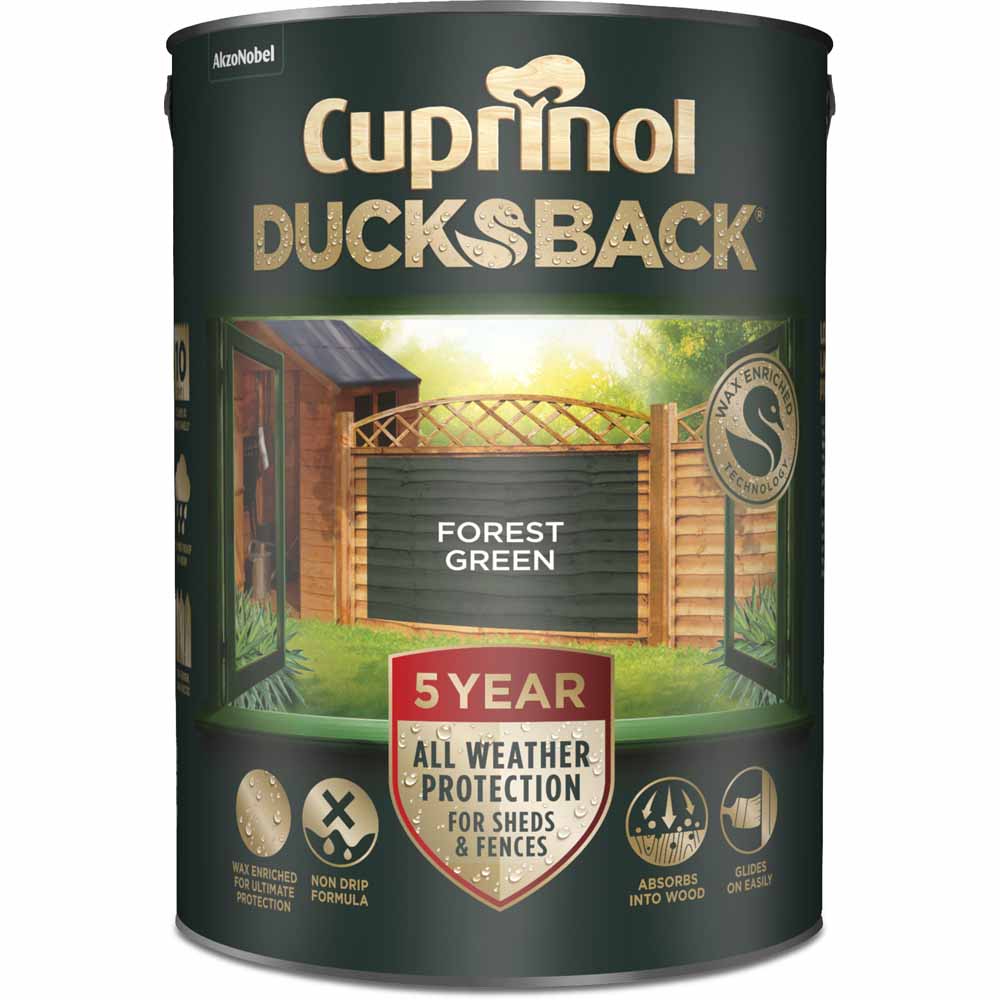 Cuprinol 5 year Ducksback Forest Green Exterior Wood Paint 5L Image 2