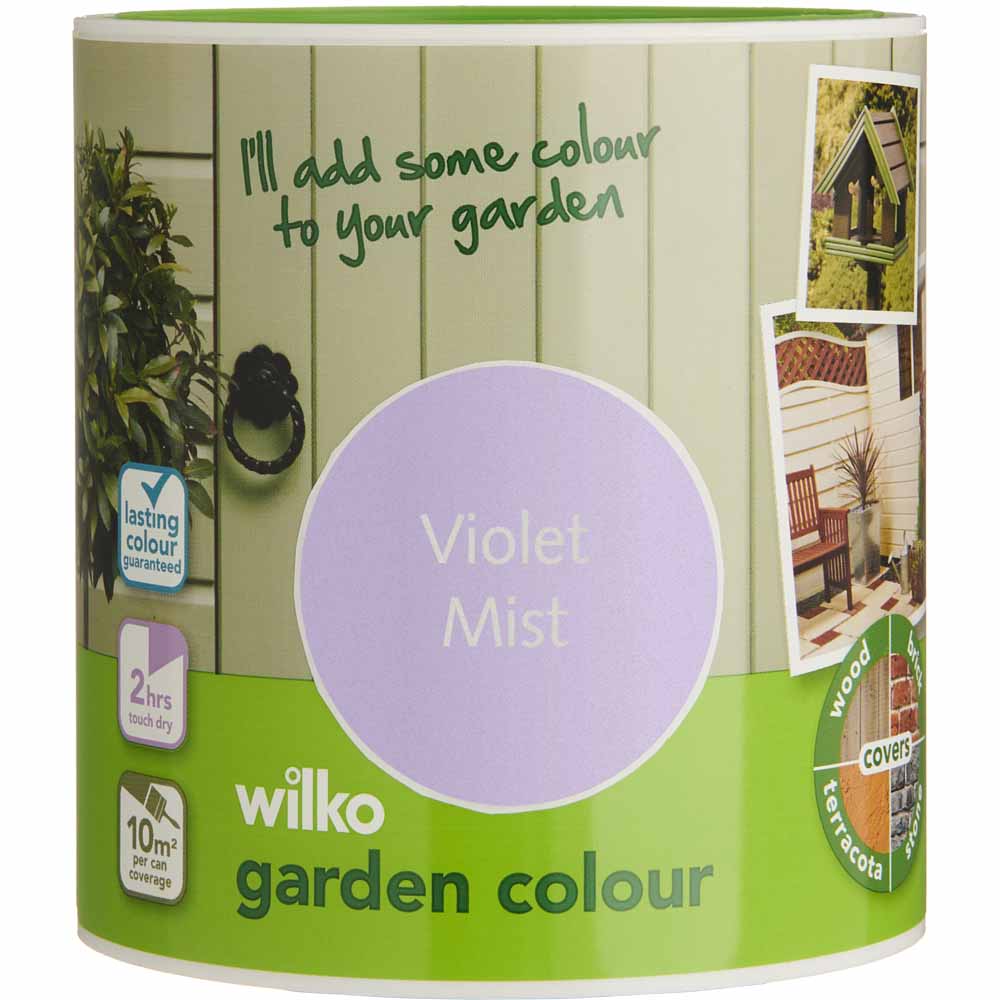 Wilko Garden Colour Violet Mist Exterior Paint 1L Water, resin, pigment, filler
