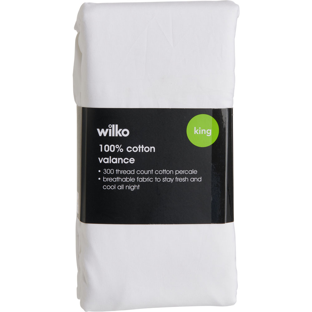 Wilko Best White 300 Thread Count King Percale Valance Sheet Image 2