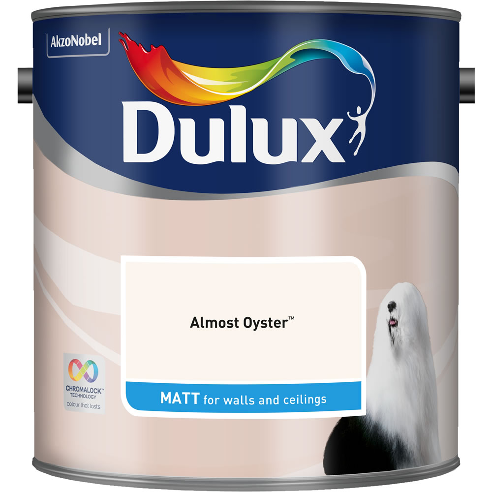 Dulux Matt Emulsion Paint Almost Oyster 2.5L Image 1