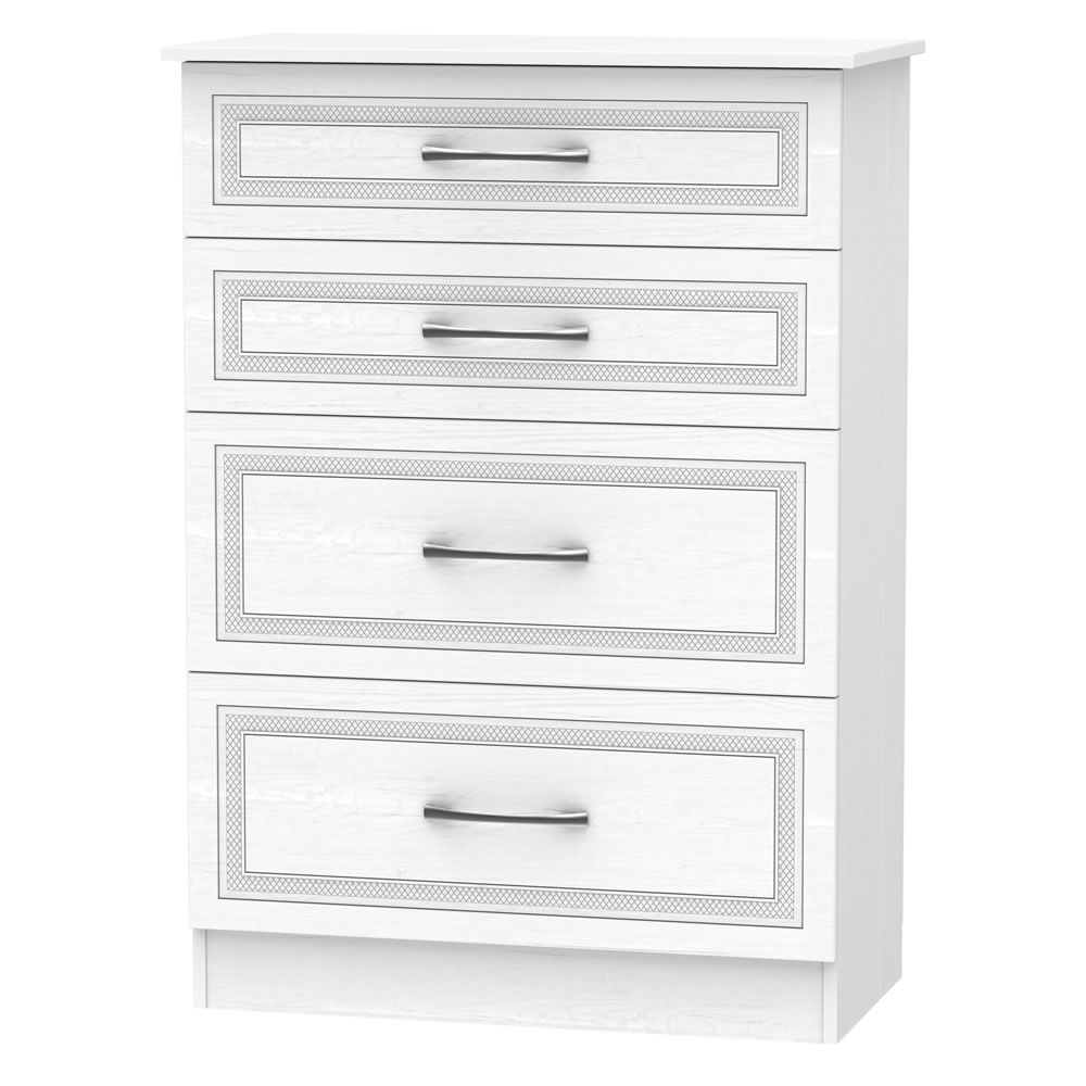 Madrid White 4 Drawer Deep Chest of Drawers Wilko