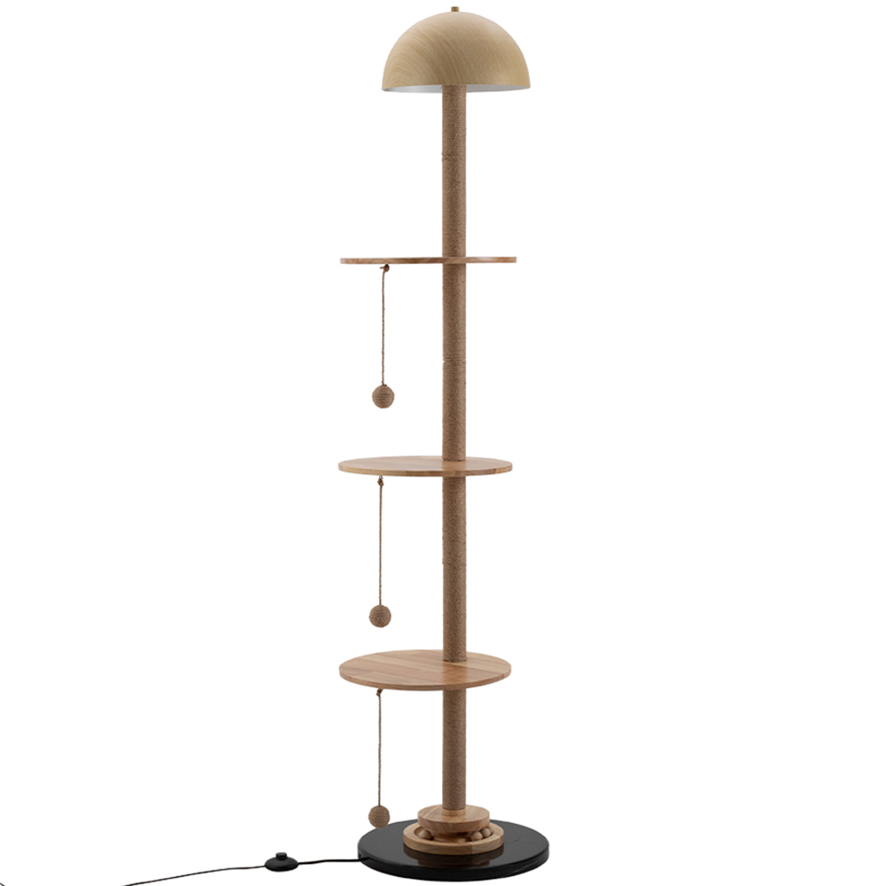 H&O Direct 171.5cm 3 Perch Scratching Post Cat Tree with Floor Lamp Image 1