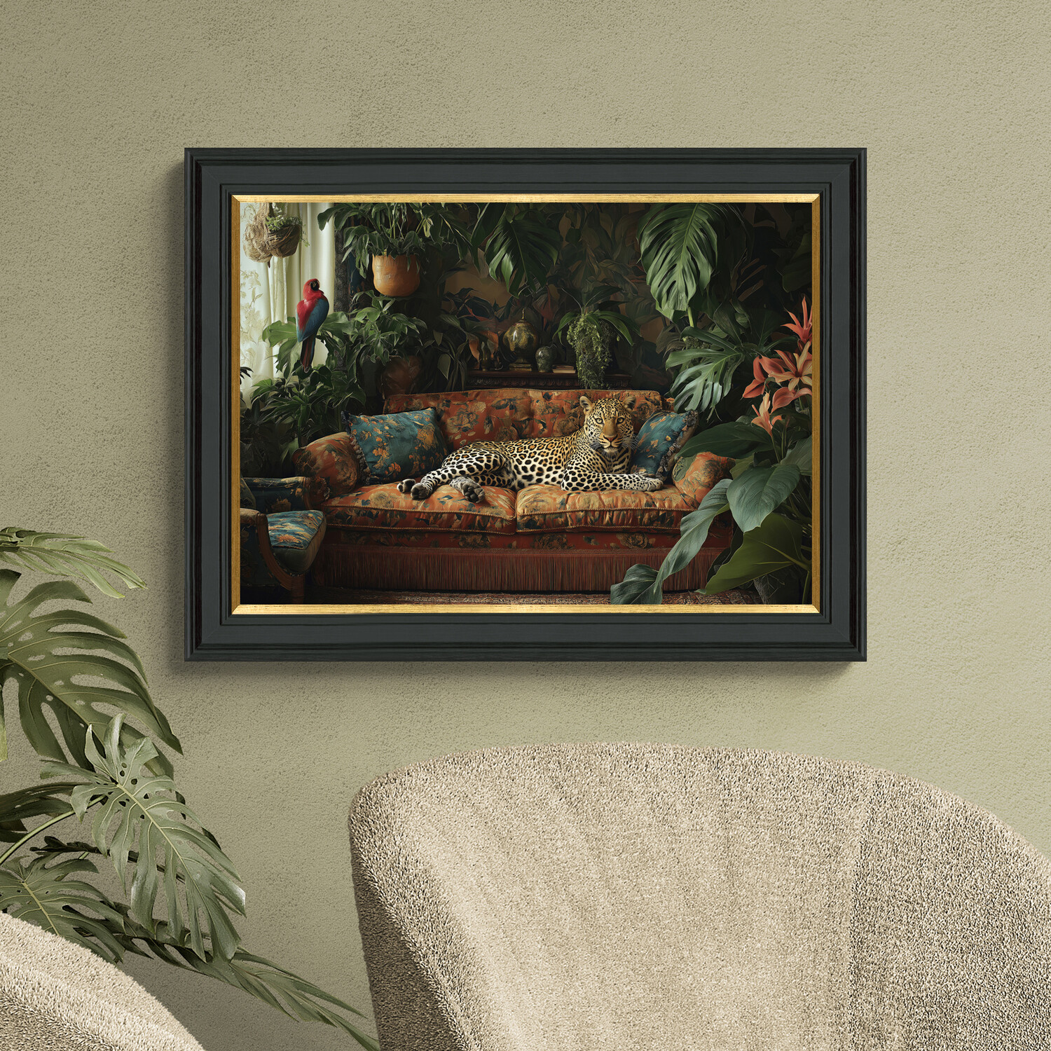 Lounging Leopard Framed Print Black Image 3
