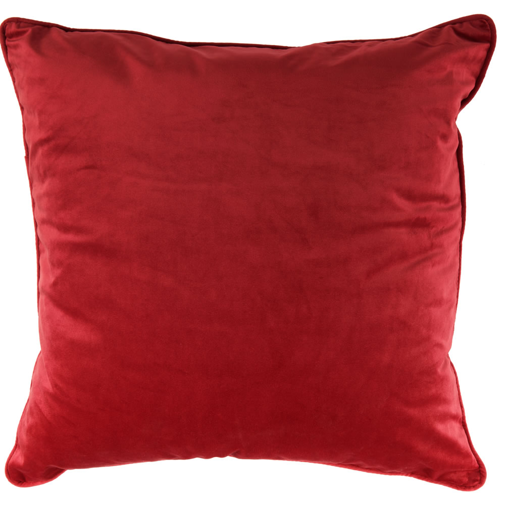 Wilko Red Velour Cushion 50 x 50cm Image 1