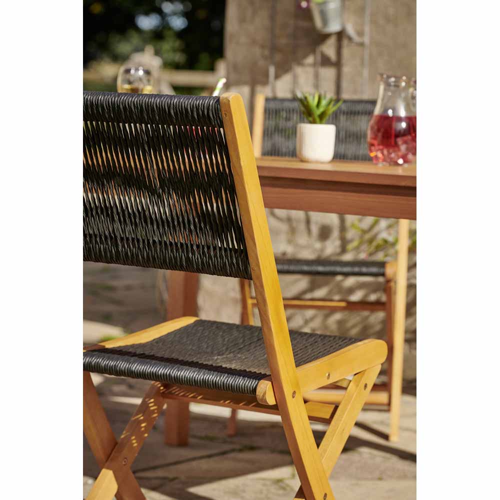 Wilko Wooden Dining Set with 6 Rope Back Chairs Image 5