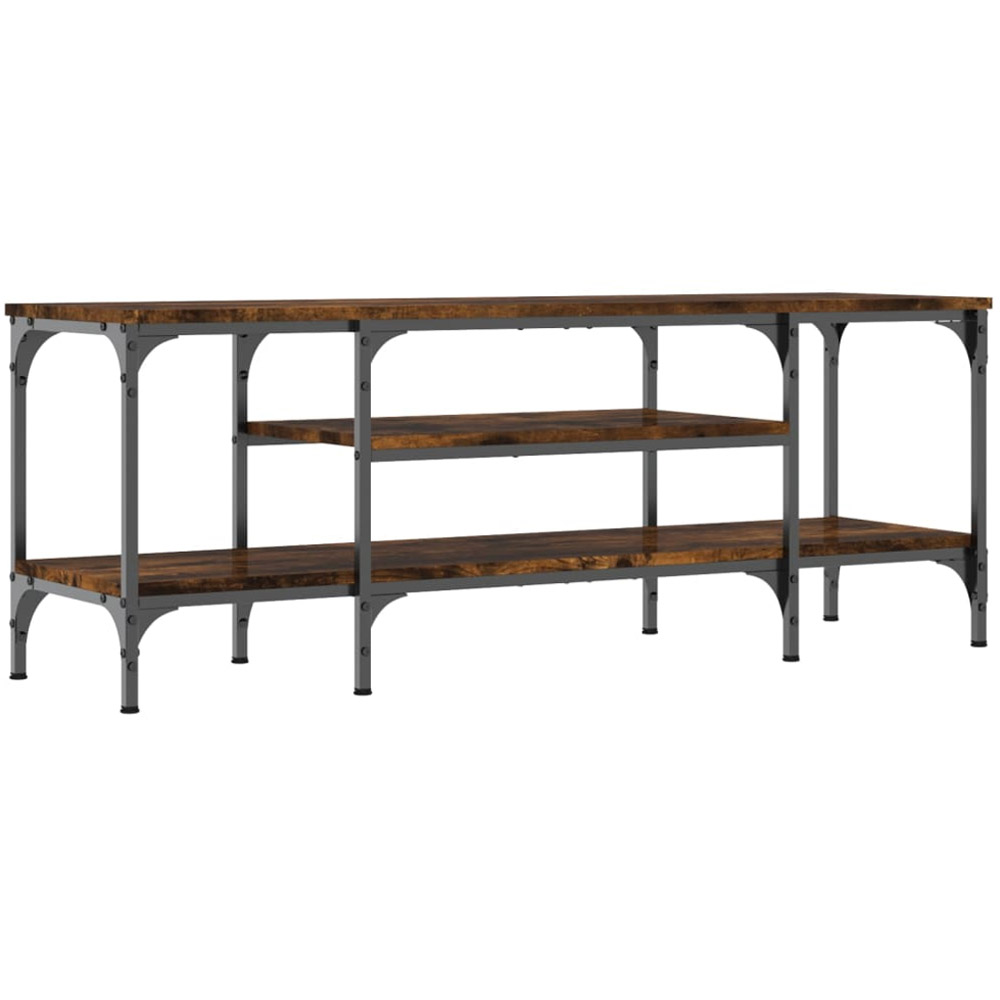 vidaXL 4 Open Shelf Smoked Oak and Black TV Cabinet Image 2