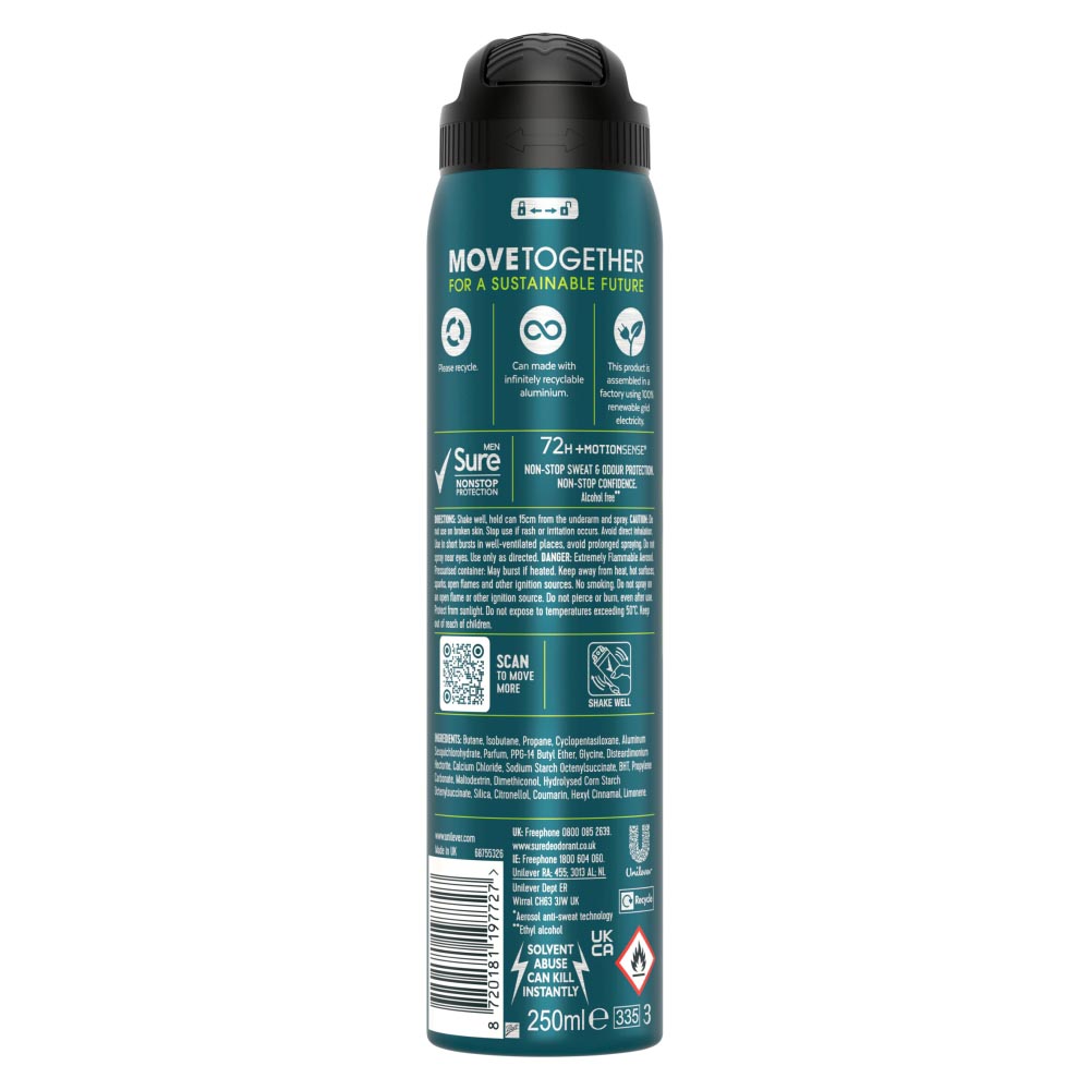 Sure For Men Extreme Dry Non-Stop Advanced Anti- Perspirant Deodorant 250ml Image 3