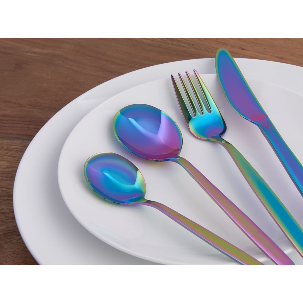 Wilko 16 piece Iridescent Effect Cutlery Set Image 2