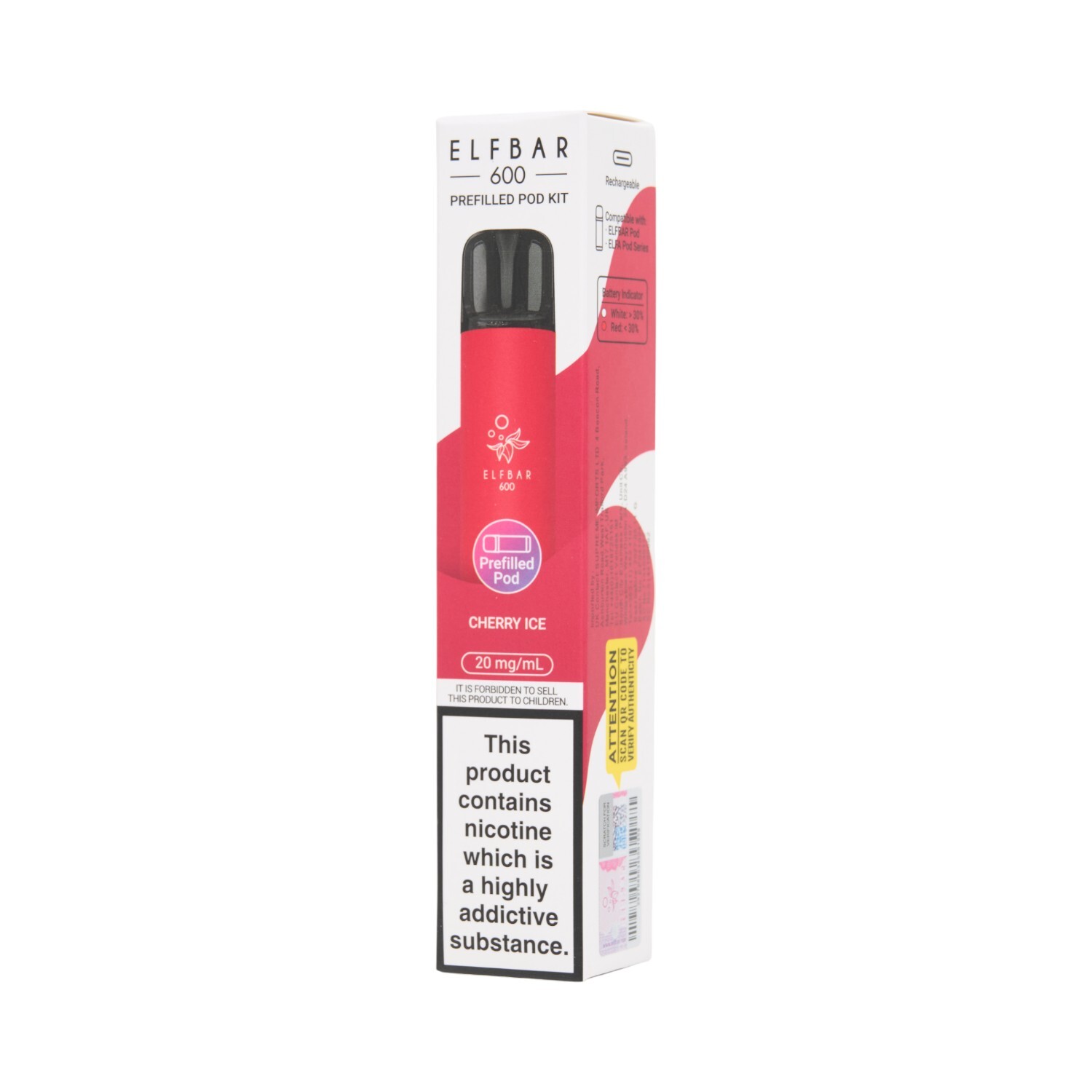 Elfbar 600 Prefilled Pod Kit Cherry Ice Image 2