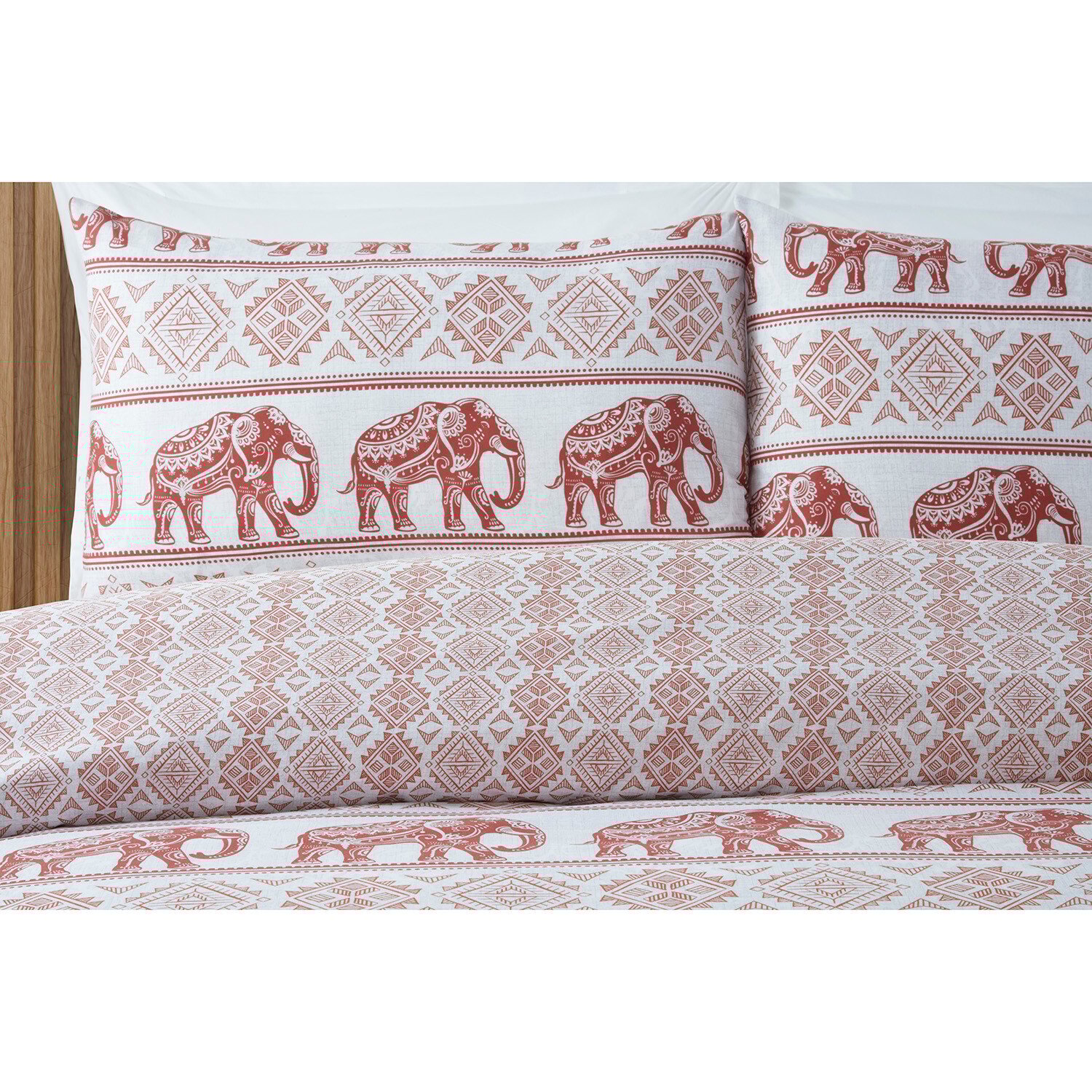 Hathi Elephant Duvet Cover and Pillowcase Set - Rust / King Image 3