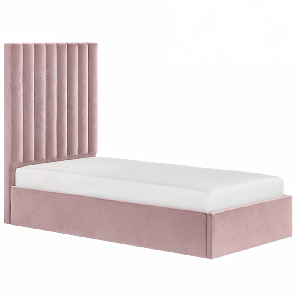 Flair Everley Single Pink Velvet Ottoman Bed Image 2