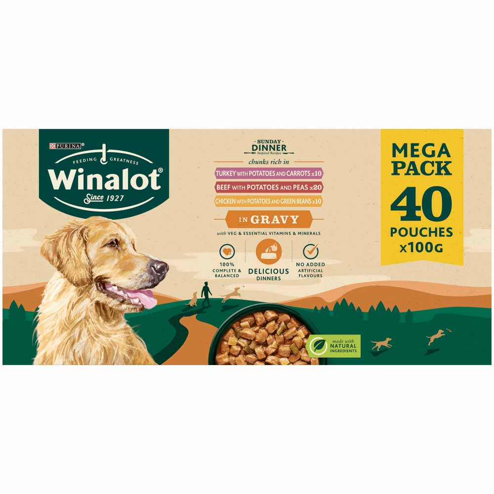 Winalot Sunday Dinner Mixed in Gravy Wet Dog Food 40 x 100g Image 2
