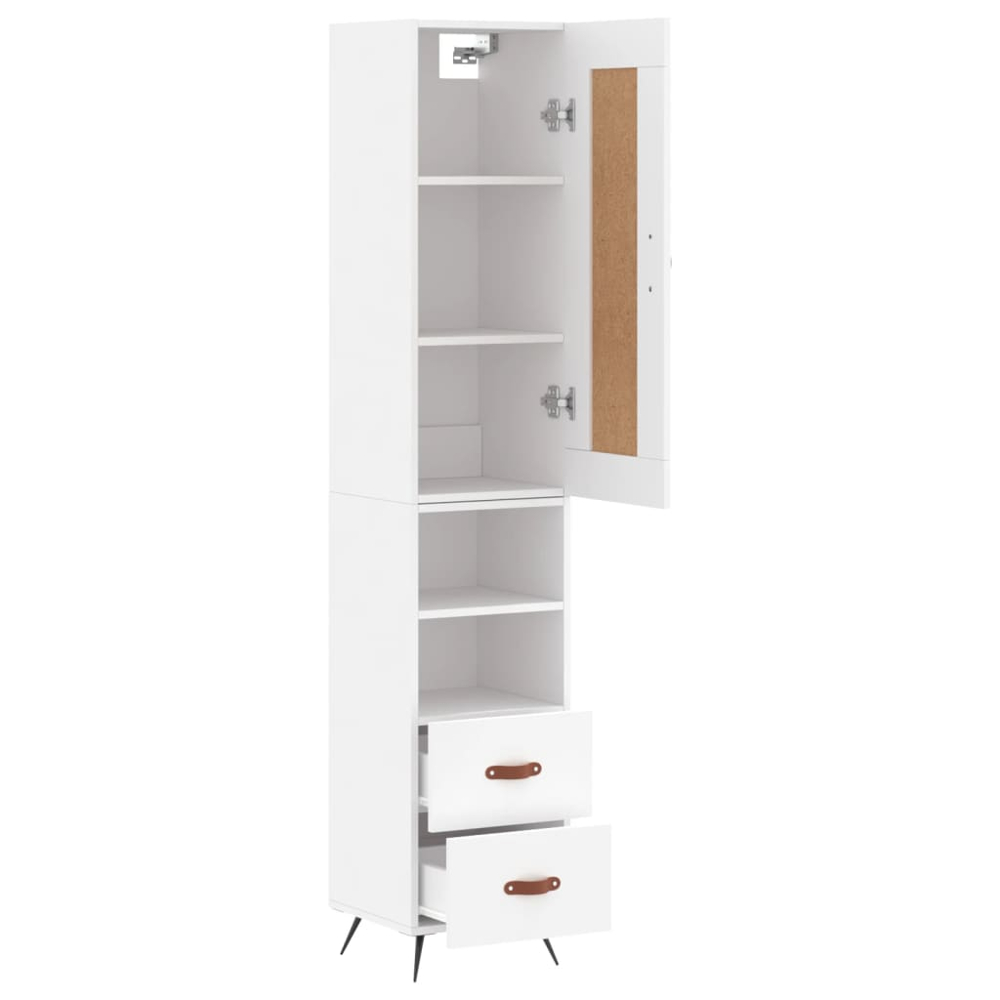 vidaXL Single Door 2 Drawer 2 Shelf White Highboard Image 4