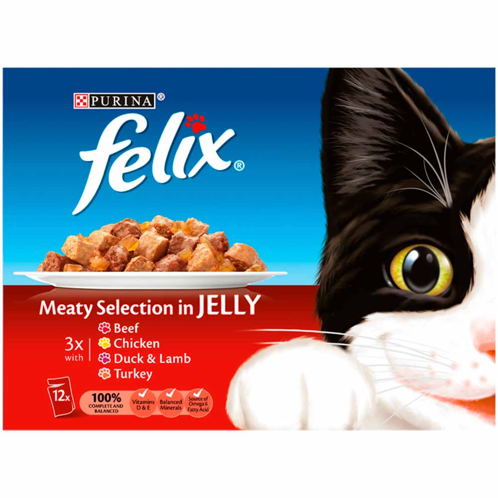 Felix Cat Food Meaty Selection In Jelly 12 x 100g Wilko