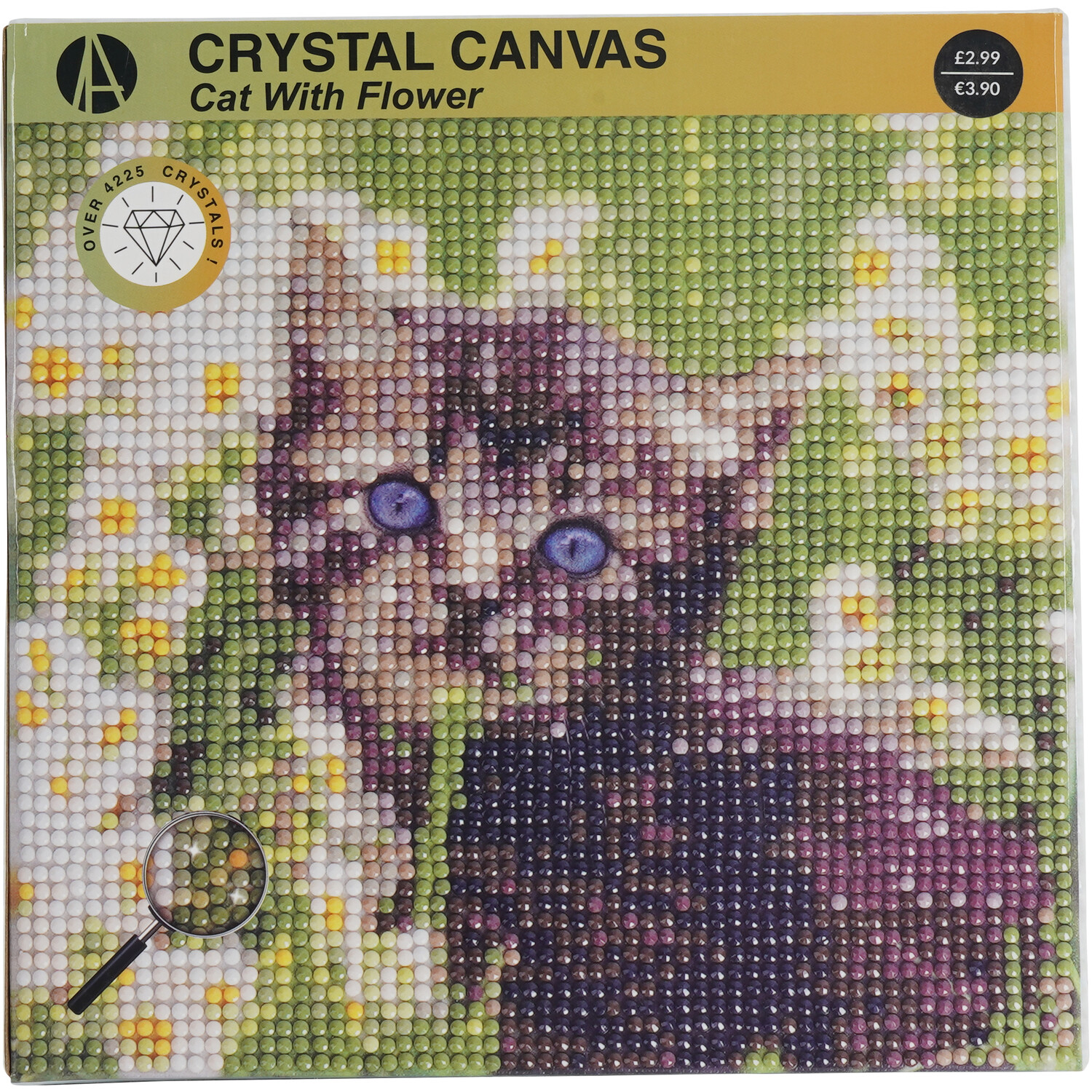 Crystal Canvas Cat or Puppy with Flower Image 4