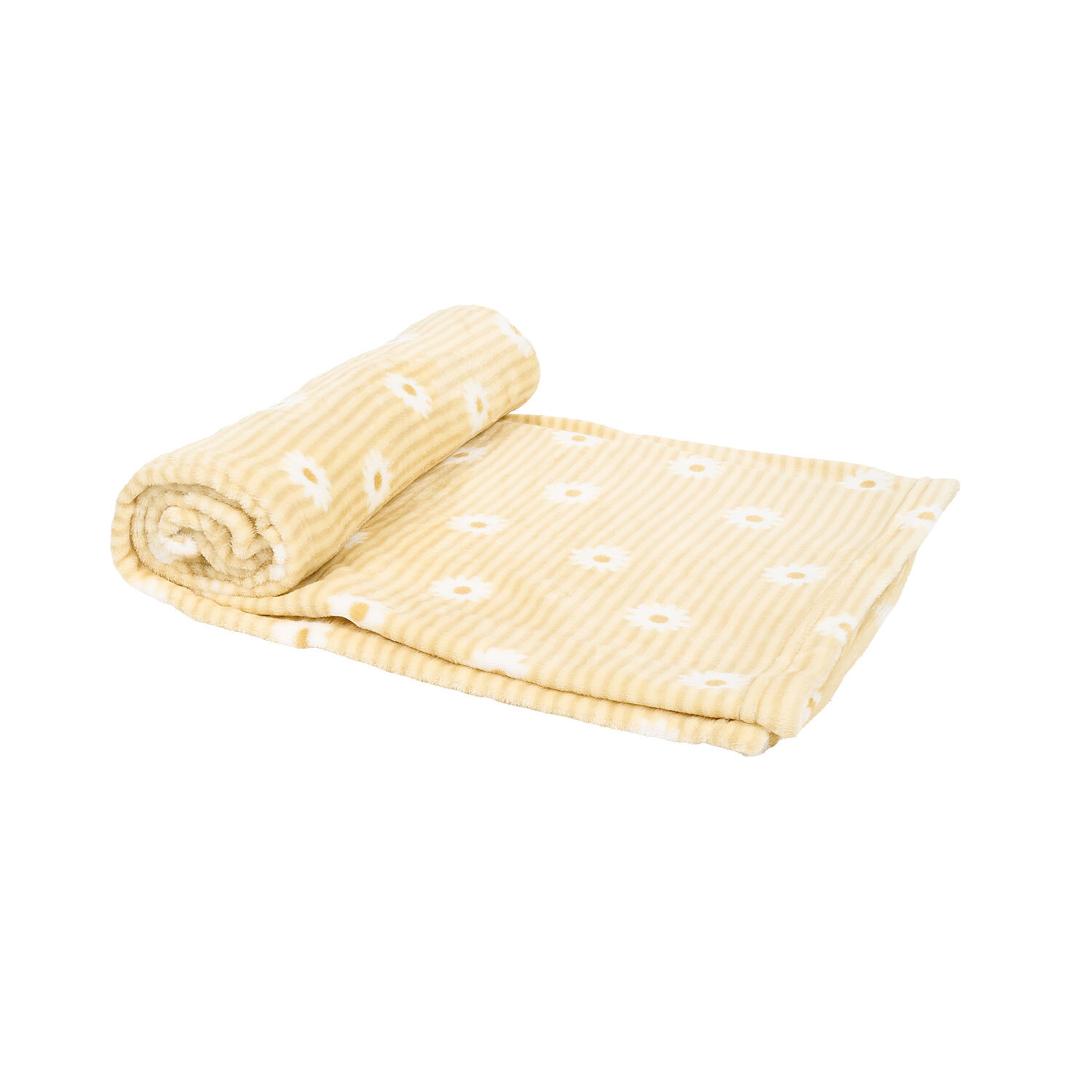 Daisy Stripe Printed Throw Yellow Image 3