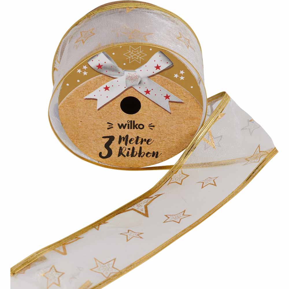 Wilko Assorted Luxe Wired Gold Tree Ribbons Image 1