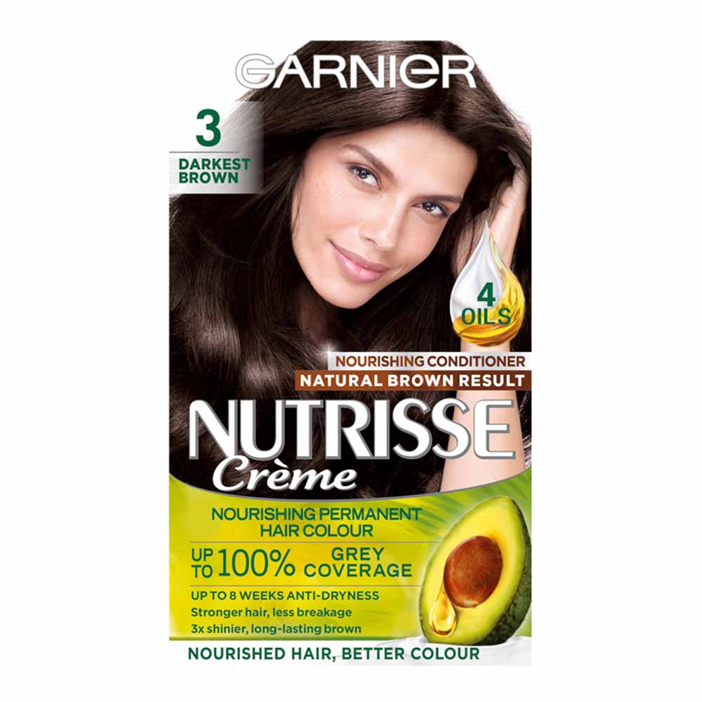 Garnier Nutrisse 3 Darkest Brown Permanent Hair Dye Image 1