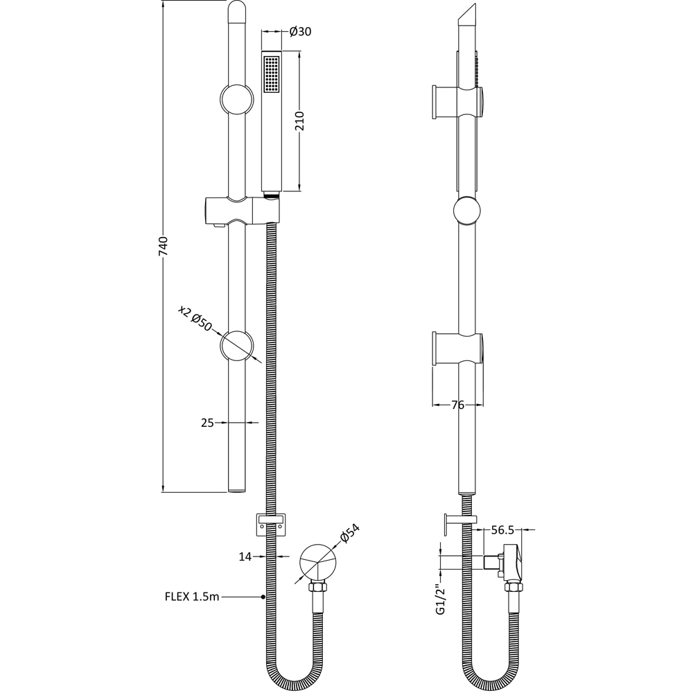 nuie Matt Black Slide Rail Kit Image 2