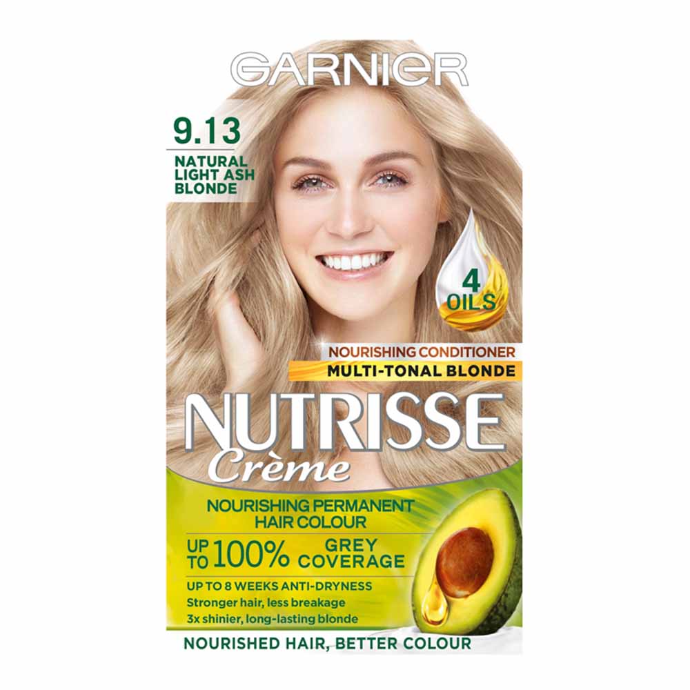 Garnier Nutrisse 9.13 Natural Light Ash Blonde Permanent Hair Dye Image 1