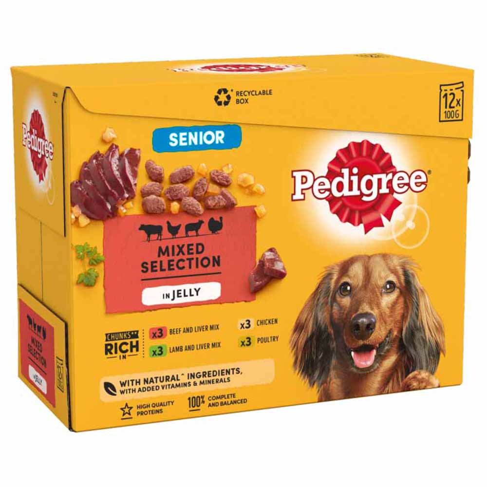 Pedigree Mixed in Jelly Senior Wet Dog Food Pouches 100g Case of 4 x 12 Pack Image 4