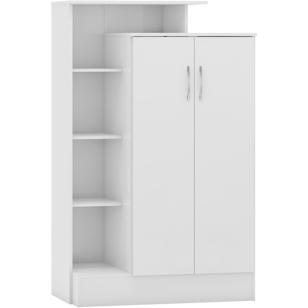 Seconique Nevada 2 Door Gloss White Petite Open Shelf Wardrobe Image 2