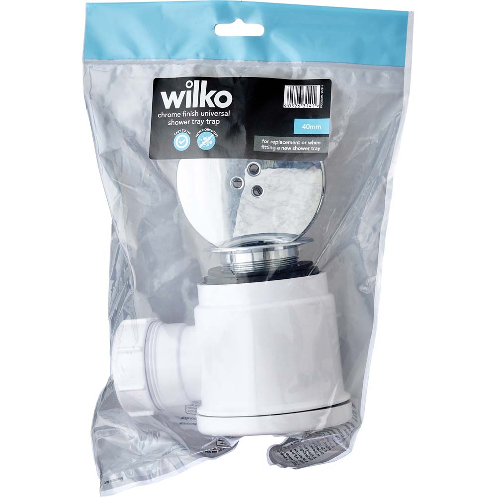 Wilko 40mm Chrome Finish Universal Fit Waste Shower Tray Trap Image 3