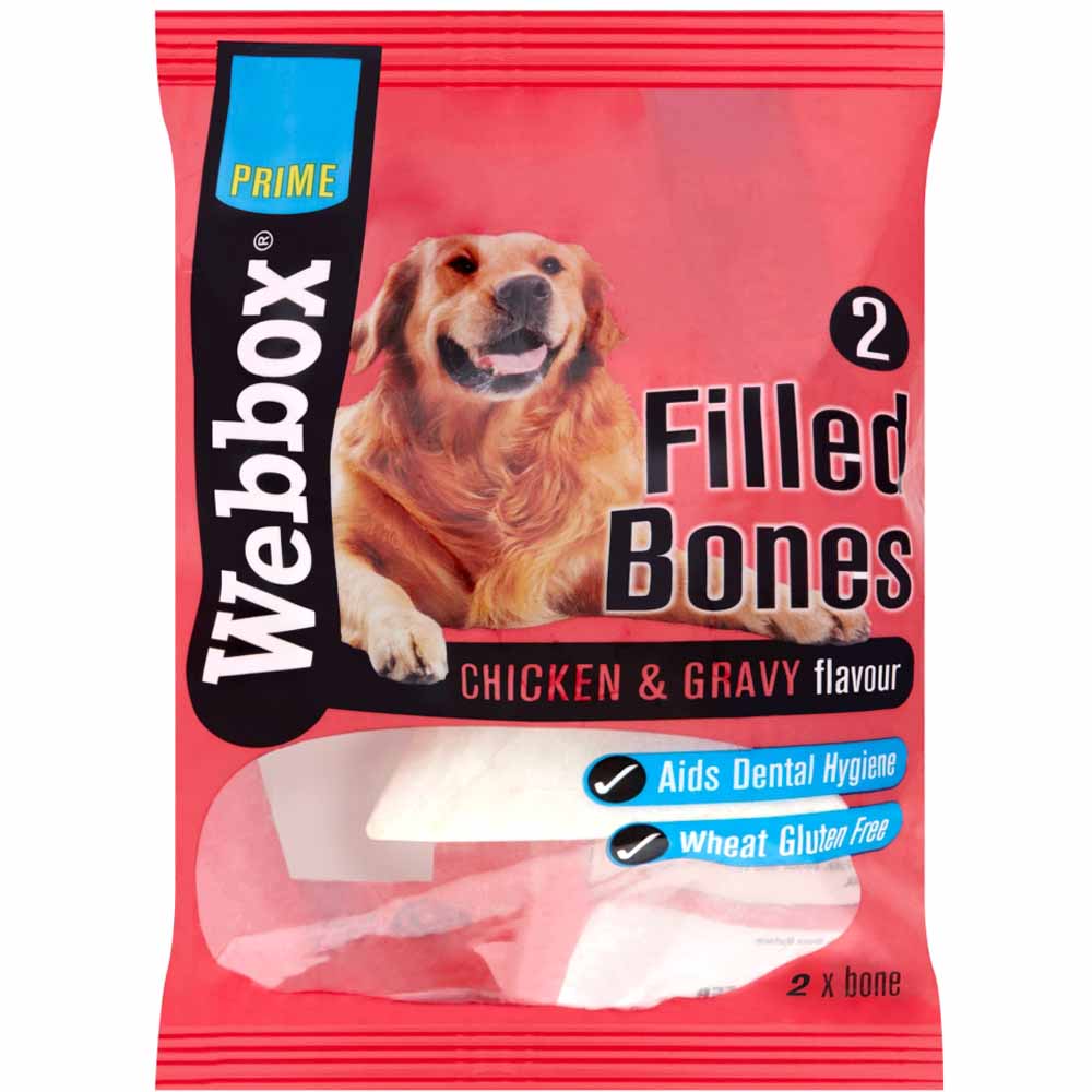 Webbox Filled Bones Chicken & Gravy Dog Treats 2pk  - wilko