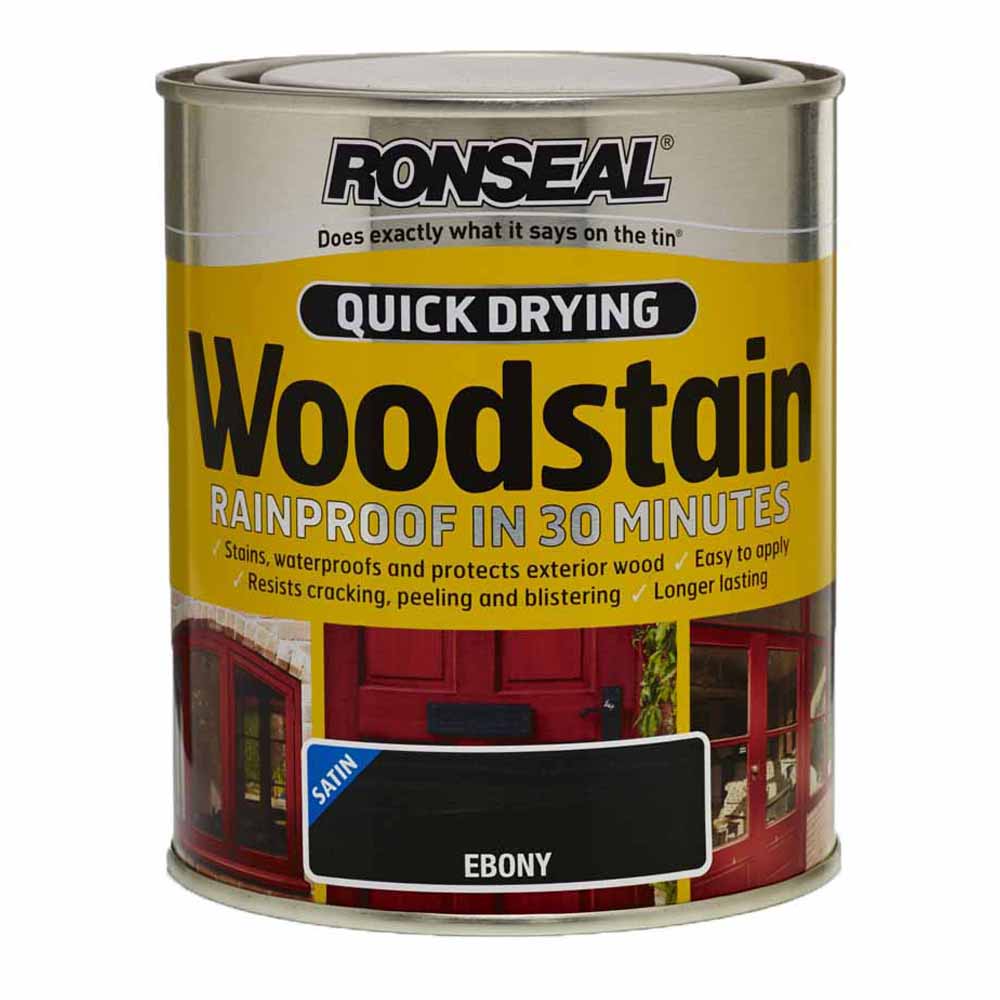 Ronseal Quick Drying Satin Woodstain Ebony 750ml Image