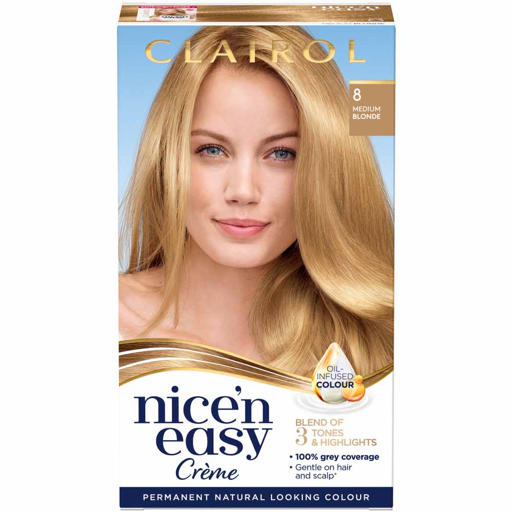 Clairol Nice'n Easy Medium Blonde 8 Permanent Hair  Dye Image 1