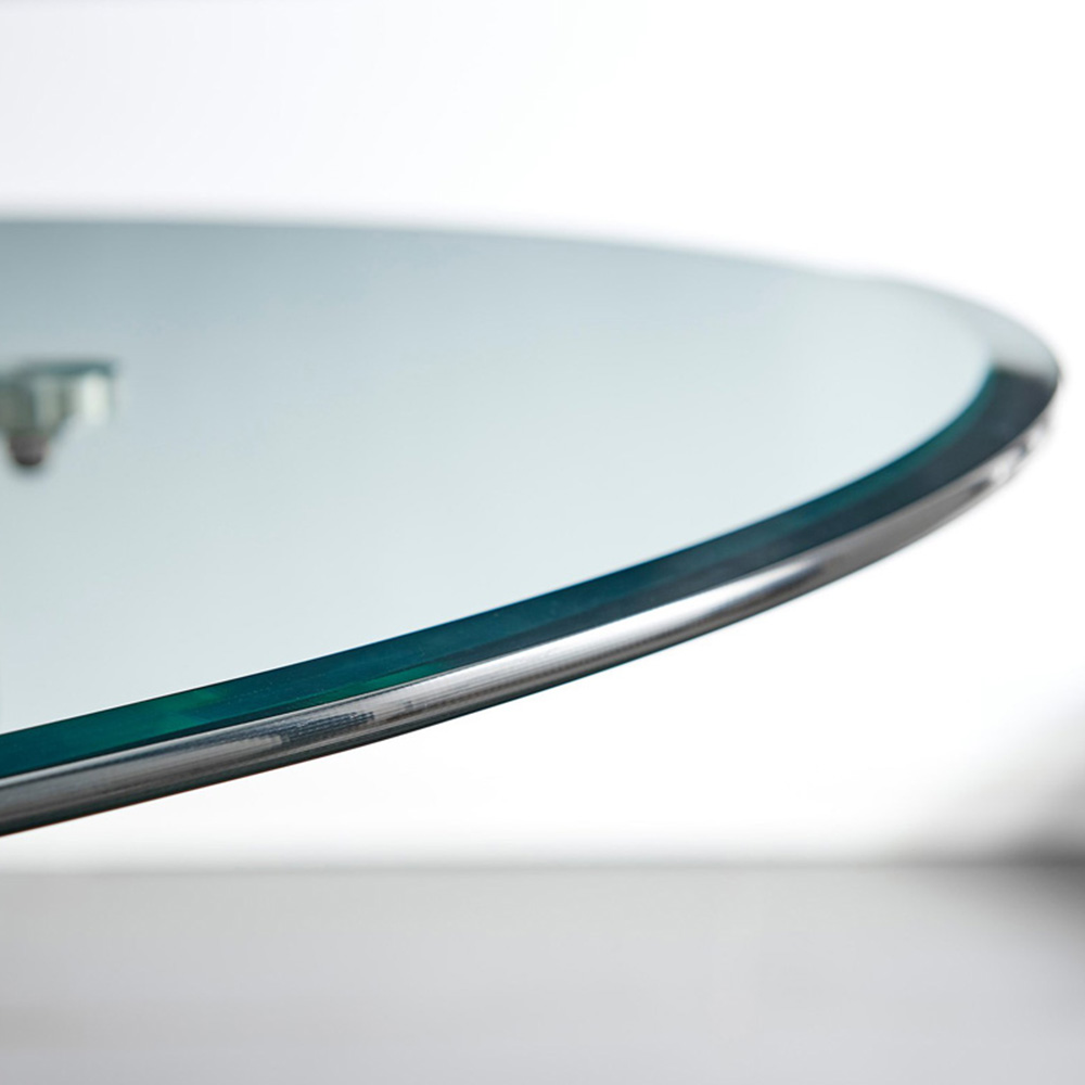 Furniturebox Arona Cesano 6 Seater Round Dining Set Blue and Chrome Image 4