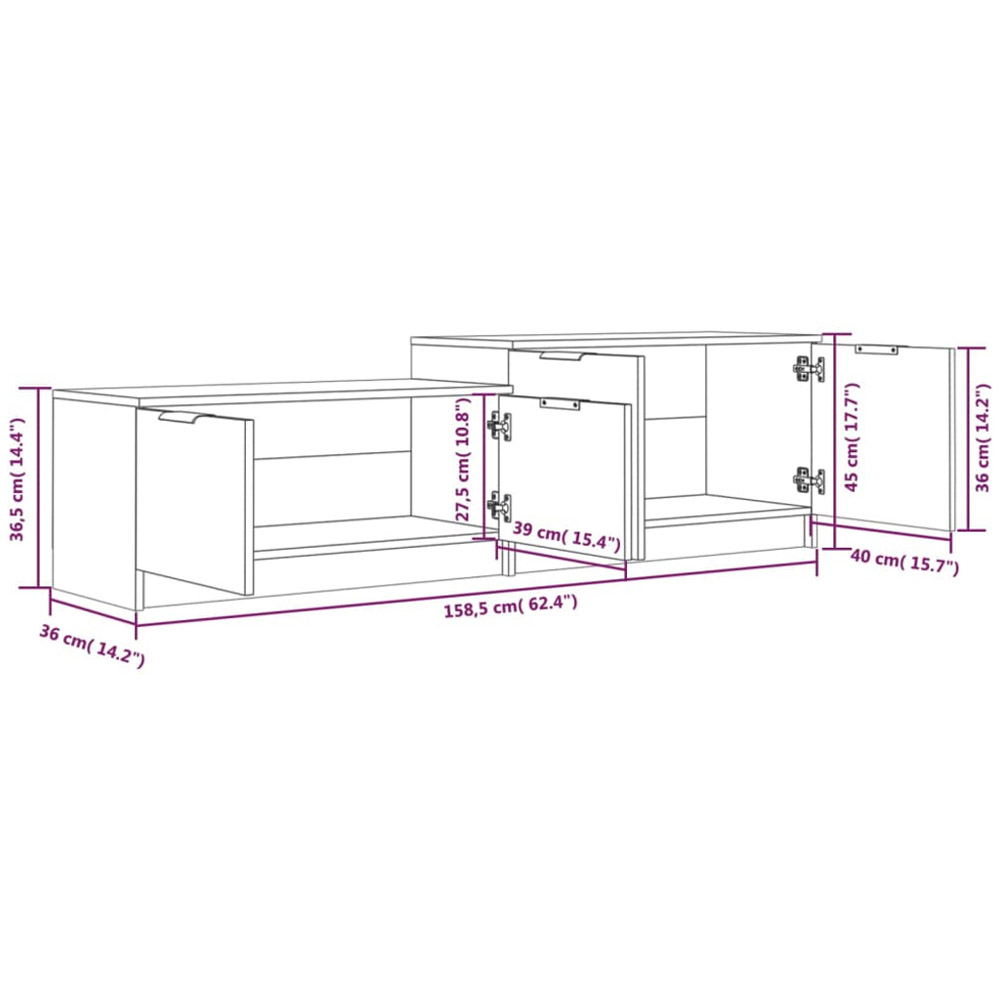 vidaXL 4 Door Smoked Oak TV Cabinet Image 8