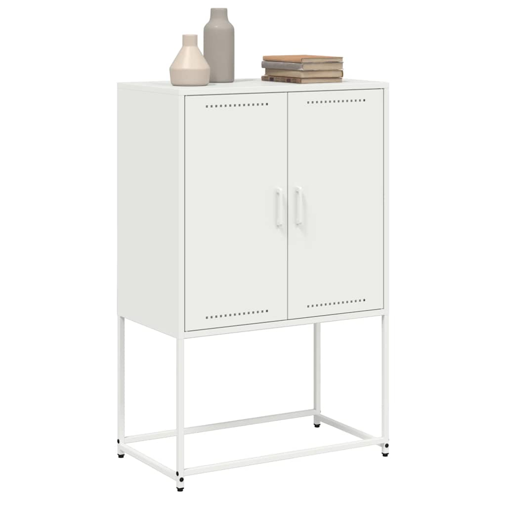 vidaXL 2 Door White Steel Highboard Image 4