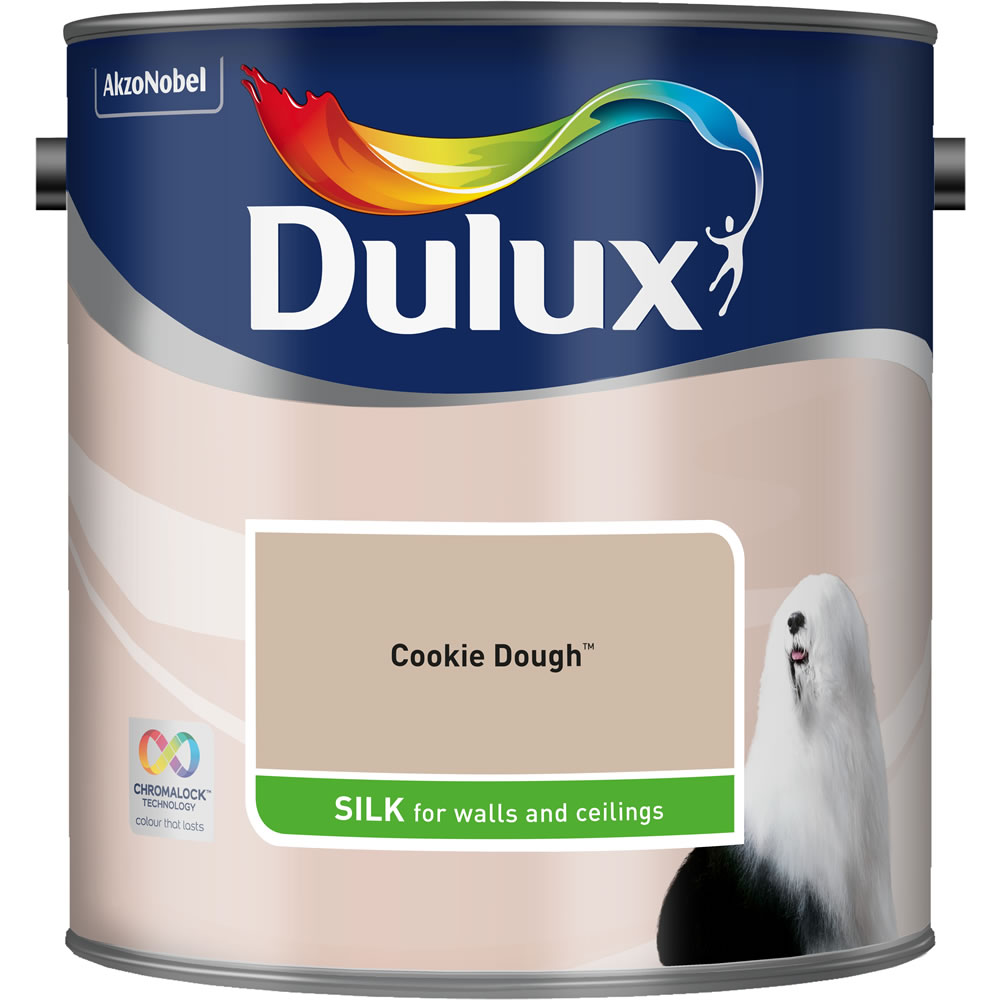 Dulux Cookie Dough Silk Emulsion Paint 2.5L Image 1