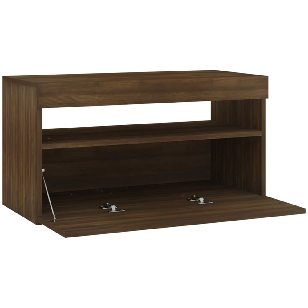 vidaXL Single Flap Door Single Open Shelf Brown Oak TV Cabinet with LED Light Image 8