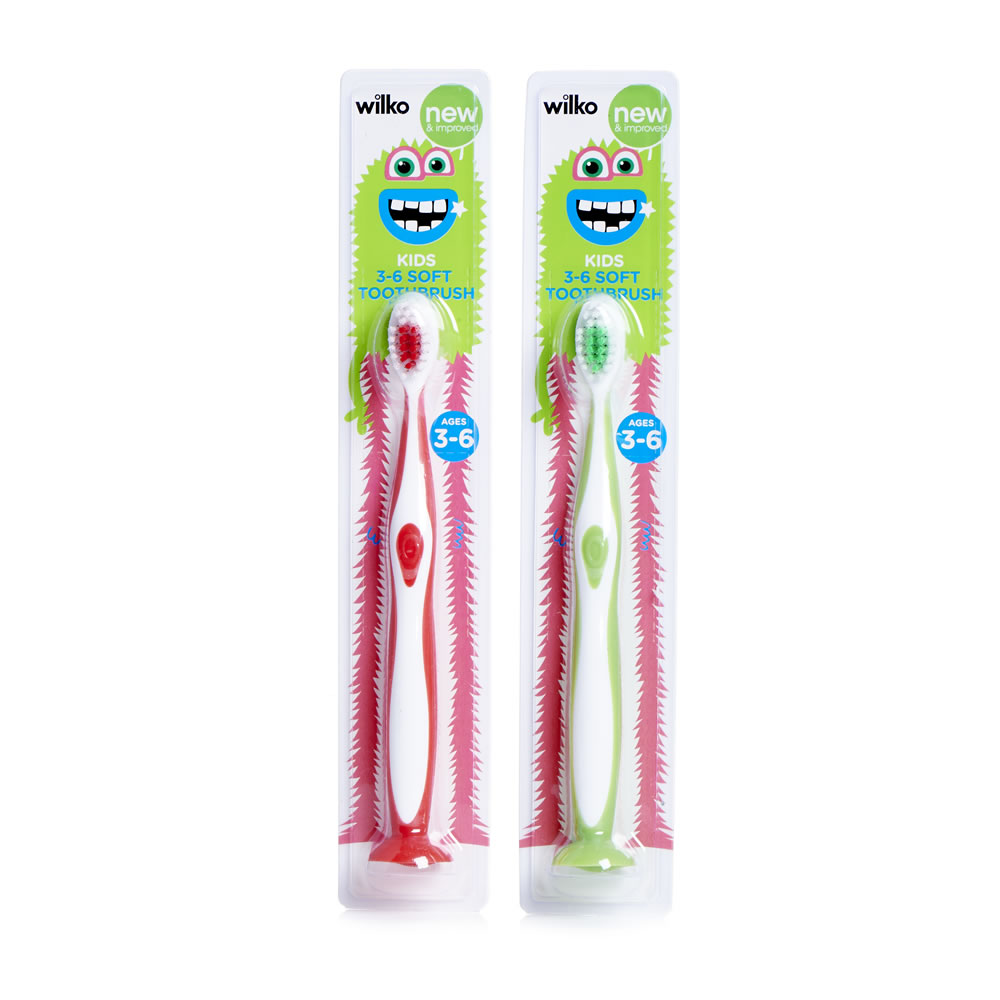Single Wilko Kids Soft Bristles Toothbrush 3 to 6 years in Assorted styles Image