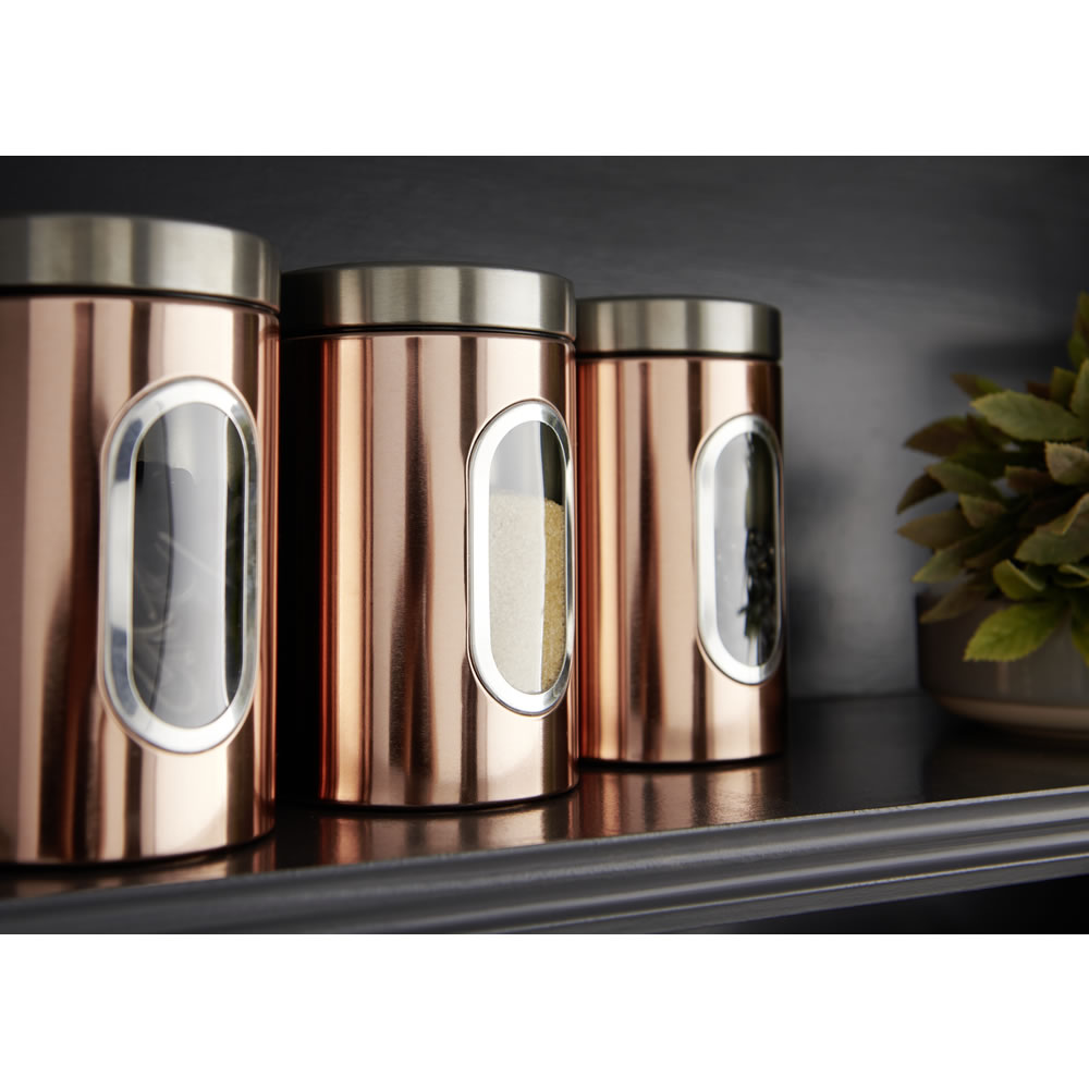 Wilko Copper Effect Tea and Coffee Canisters Image 3