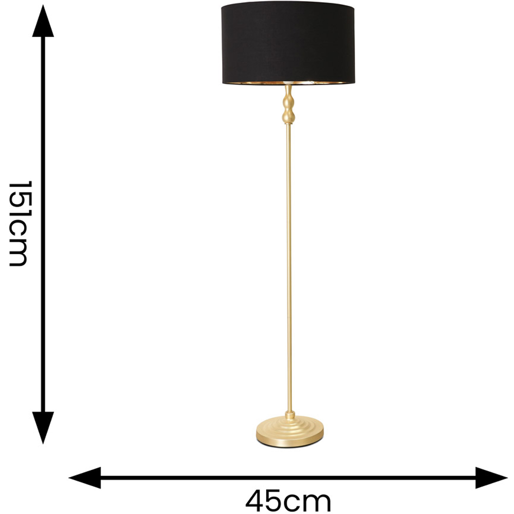 ValueLights Maggie Black and Metallic Gold Drum Shade Candlestick LED Floor Lamp Image 6