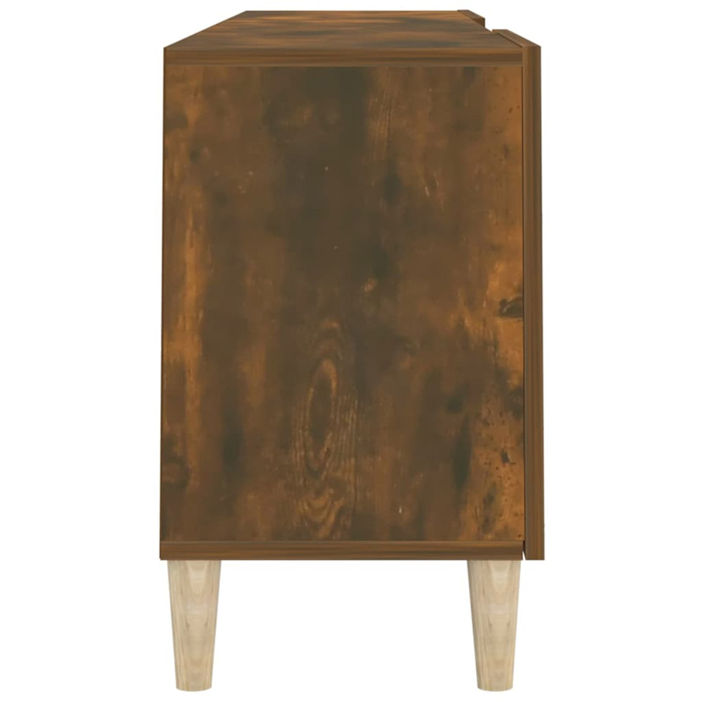 vidaXL 2 Door 2 Open Shelf Smoked Oak TV Cabinet with Wooden Legs Image 7