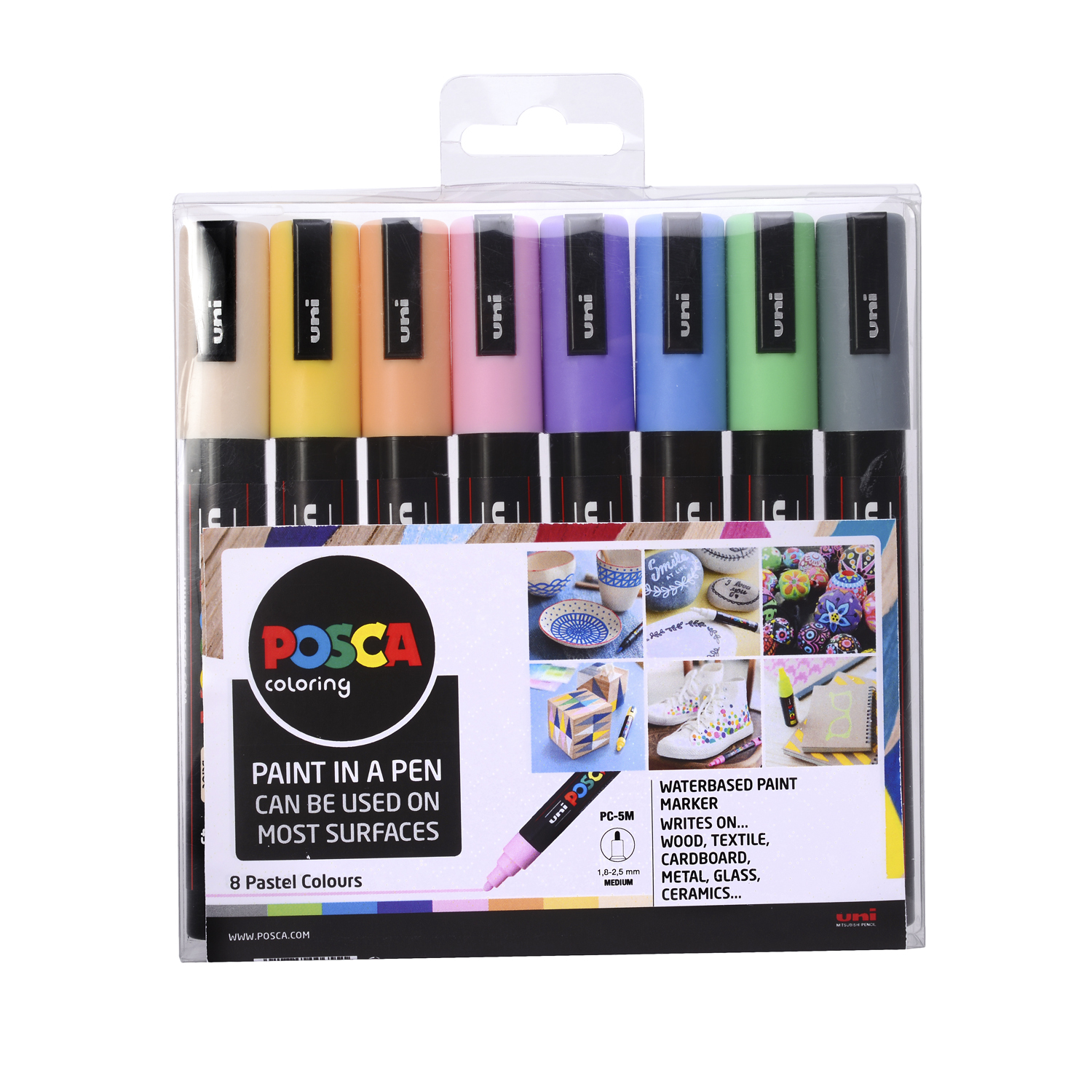 Uni Posca Pastel Medium Marker Pen 8 Pack Image