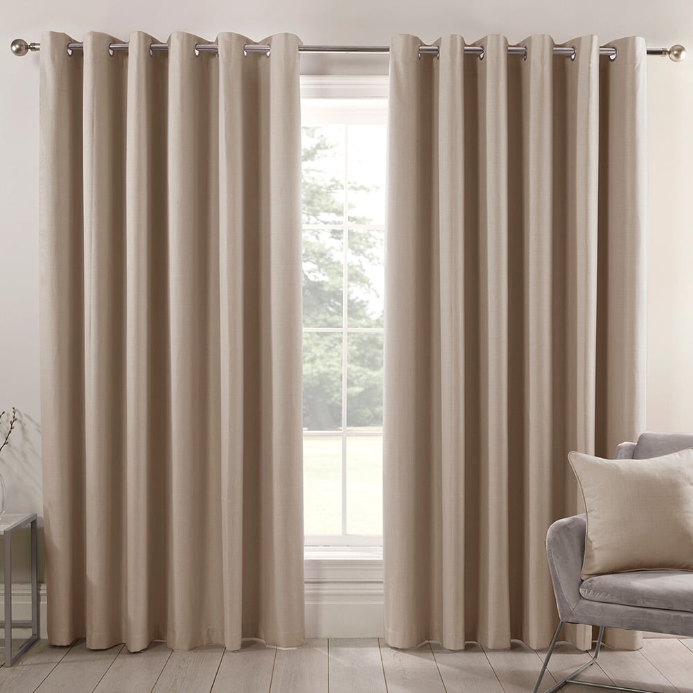 Divante Hoxton Natural Blackout Eyelet Curtains 168 x 137cm Image 2