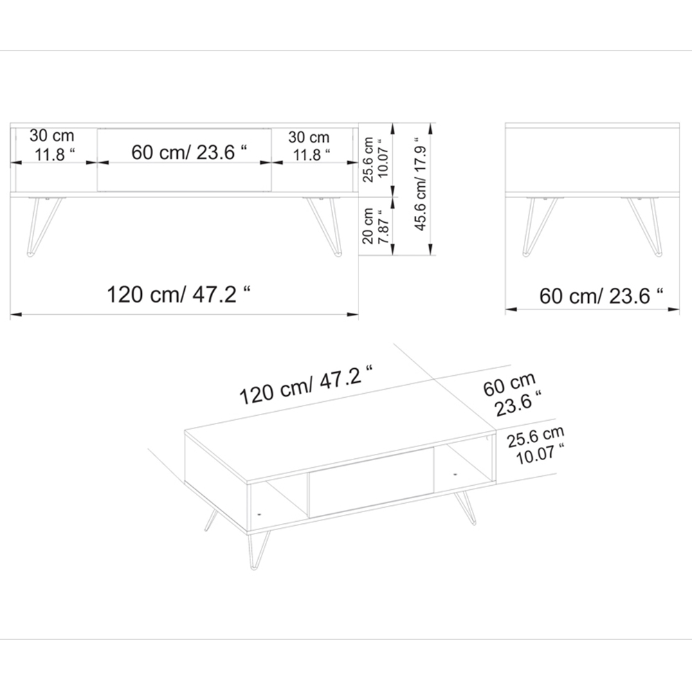 Decorotika Mistico 2 Open Shelf Black and Walnut Coffee Table Image 7