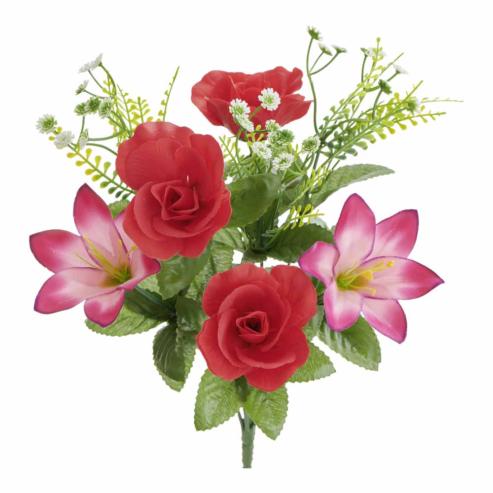 Wilko Medium Bunch Lily and Rose Mix Pink and Red Image 1
