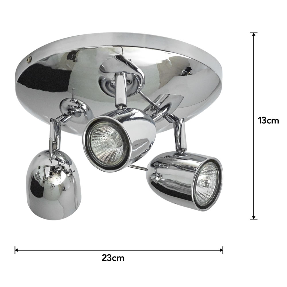 Wilko 3 Arm Silver Spotlight Ceiling Light Wilko