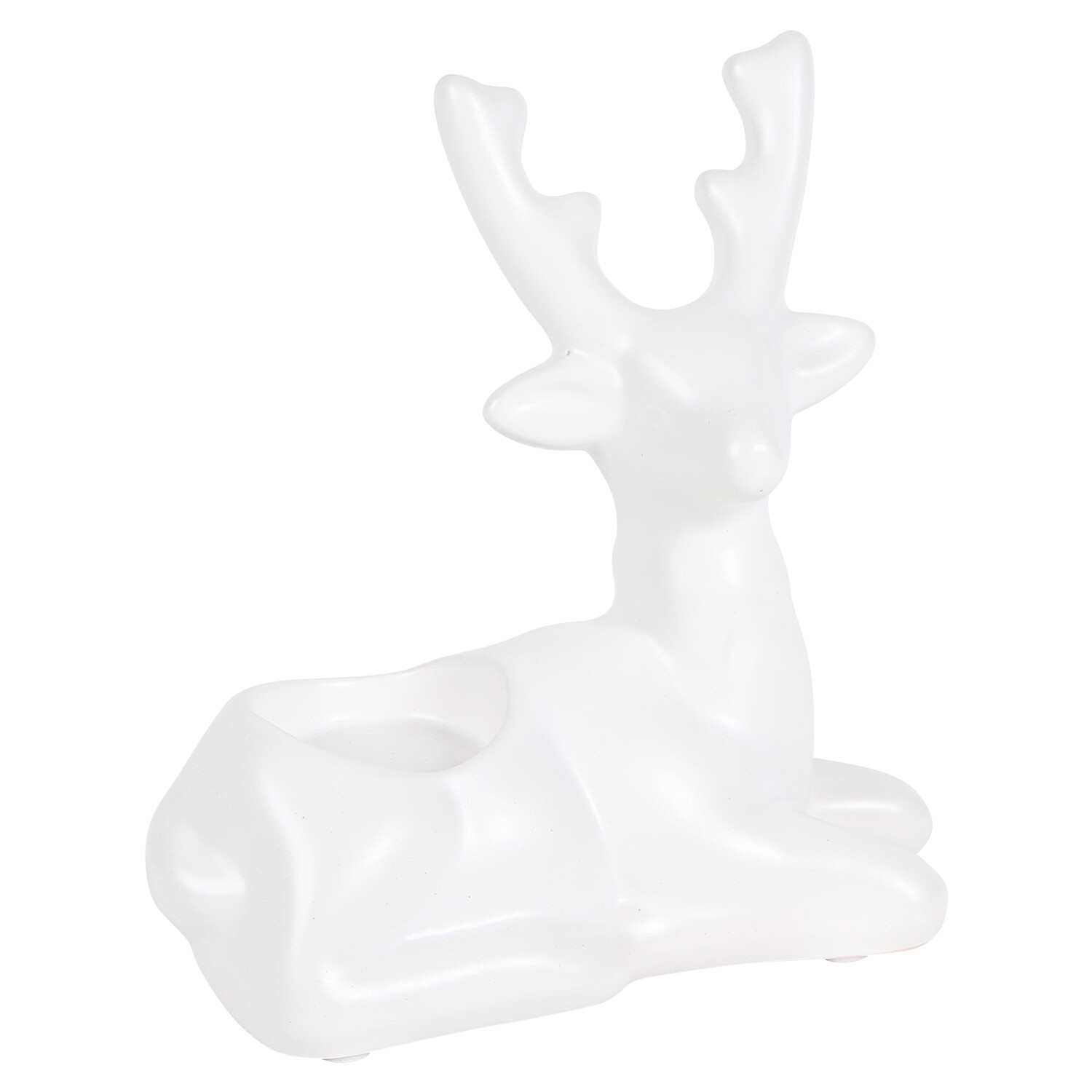 Set of 2 Festive Reindeer Tealight Holders White Image 3