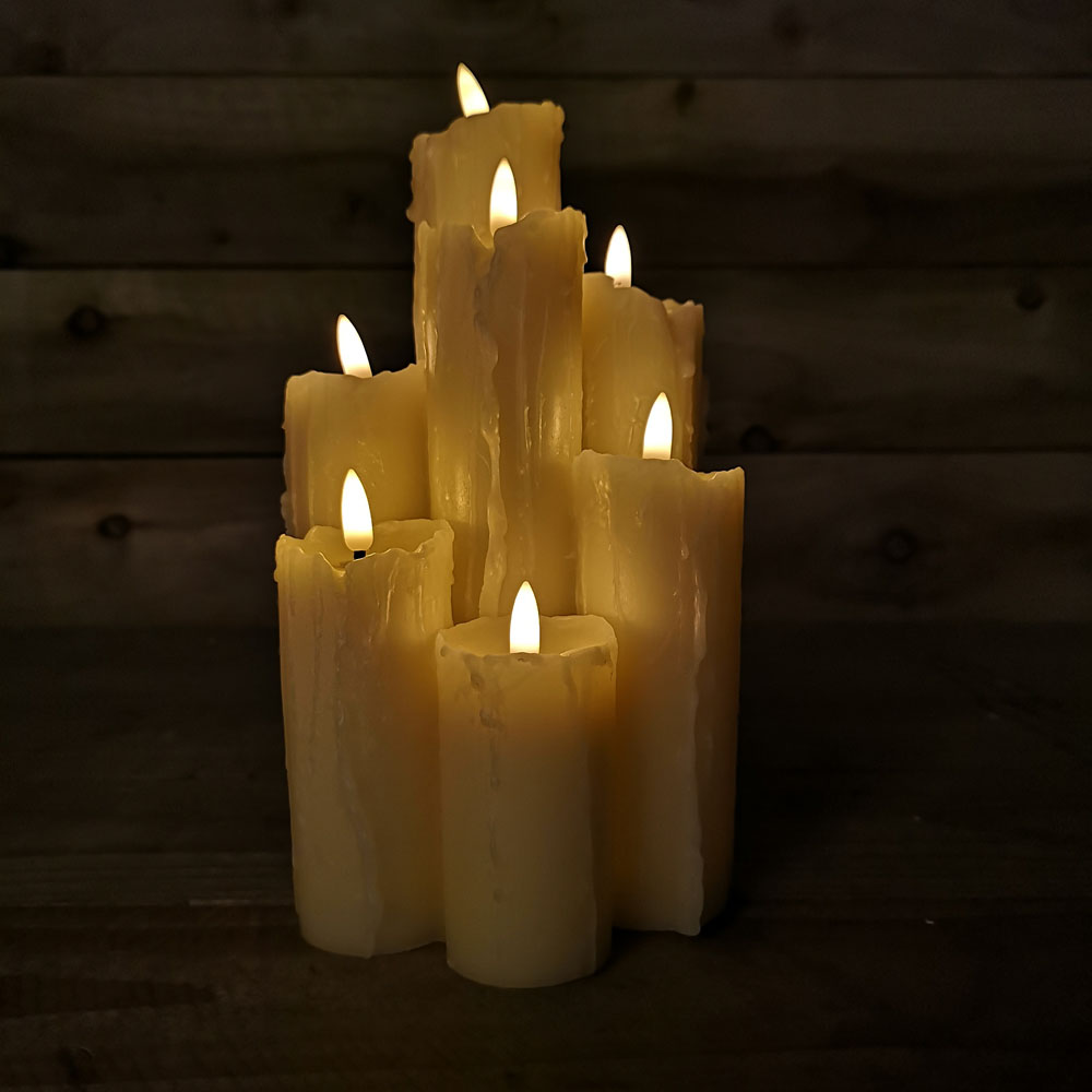 Samuel Alexander 7 Flame Melted Edge Christmas Wax Candle Image 4