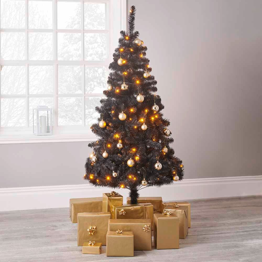 Wilko 6ft Black Pre-Lit Christmas Tree Image 5
