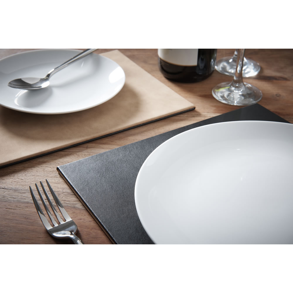 Wilko 4 pack Faux Leather Black and Tan Placemats Image 3
