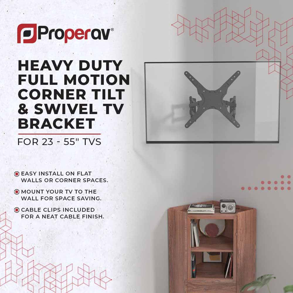 Properav Black Corner Swing Arm TV Wall Bracket 23 to 55 inch Image 5